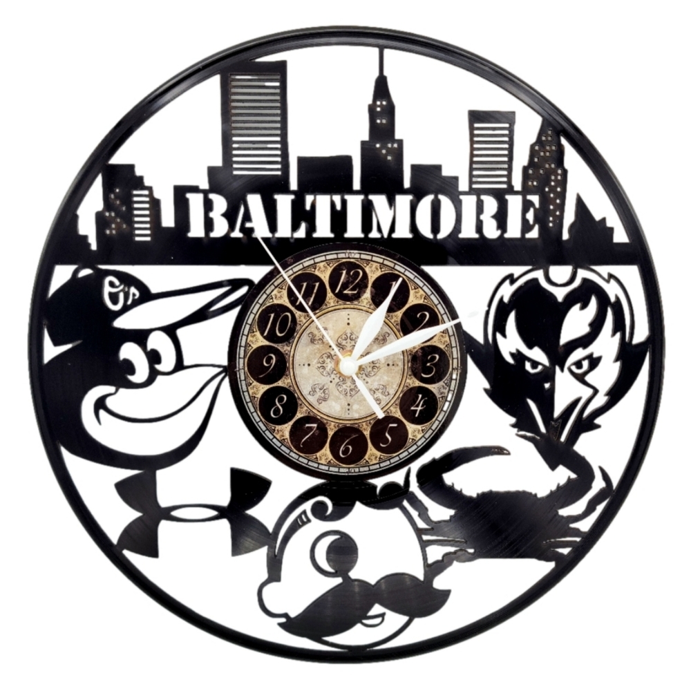 BALTIMORE CHARM CITY vinyl record clock